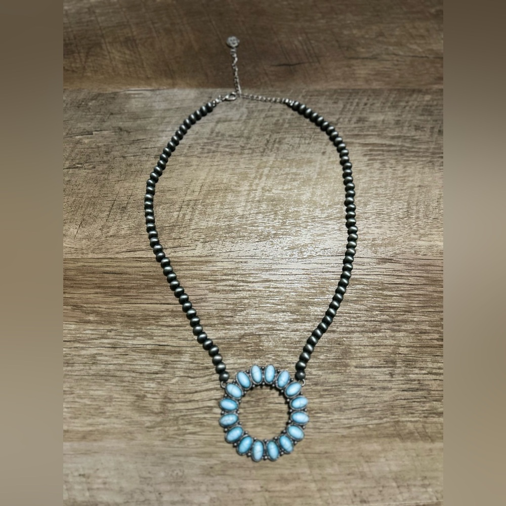 806 by Pink Panache faux Navajo Pearl with pendant
